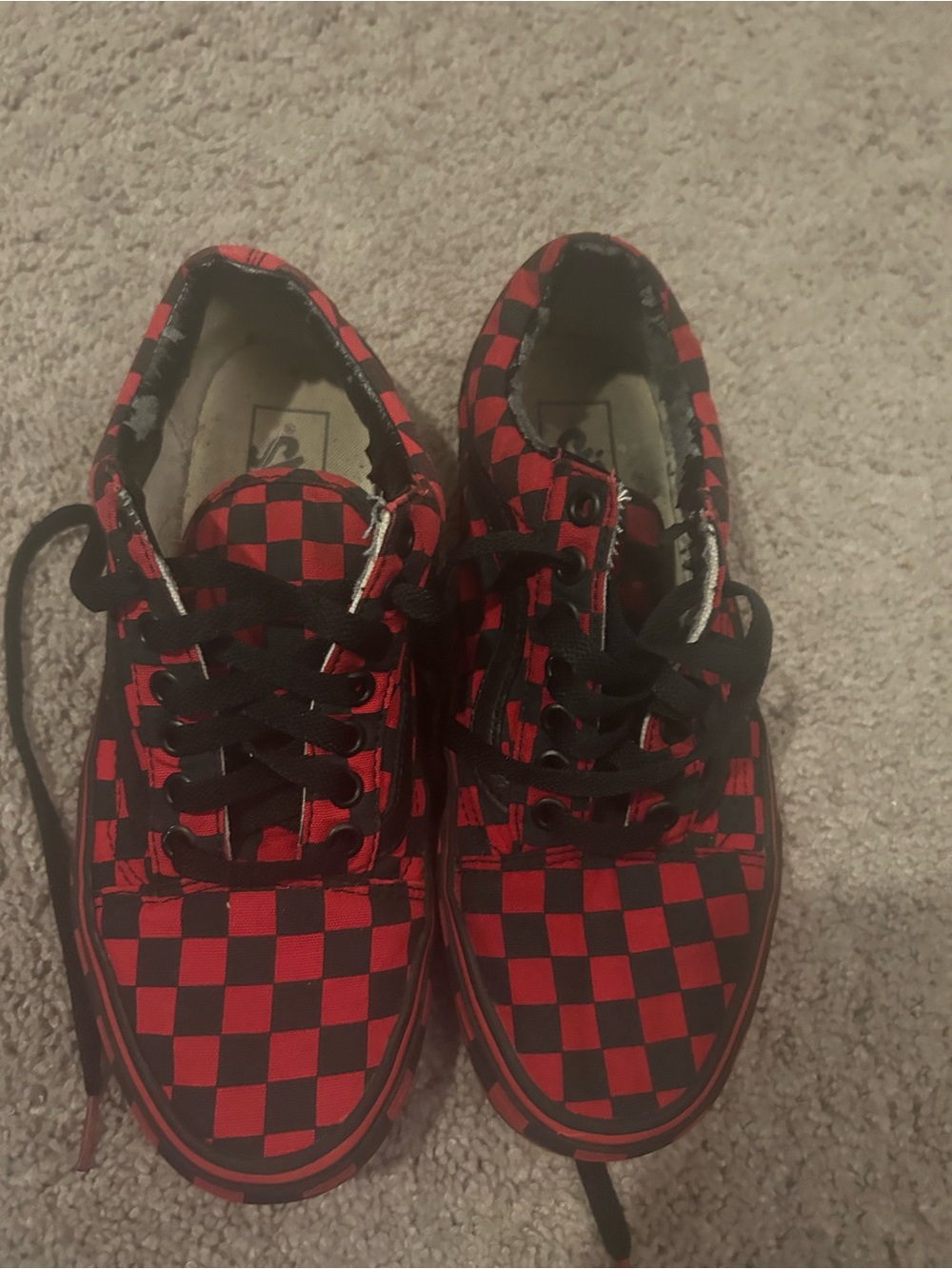 Checkerboard Red and Black vans